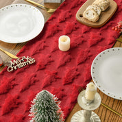 Caminho de Mesa Extra Longo Bordô com Detalhe Aveludada