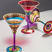 Taça de Martini Pintada à Mão Cristal Clássico e Retro