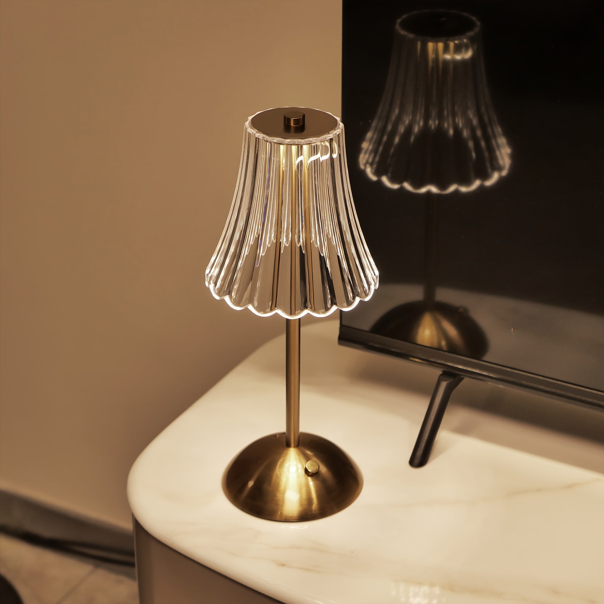 Luminária de Mesa Tricolor LED Cristal Touch