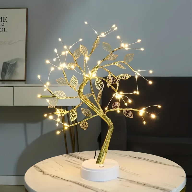 Luminária LED Árvore Folha Dourada