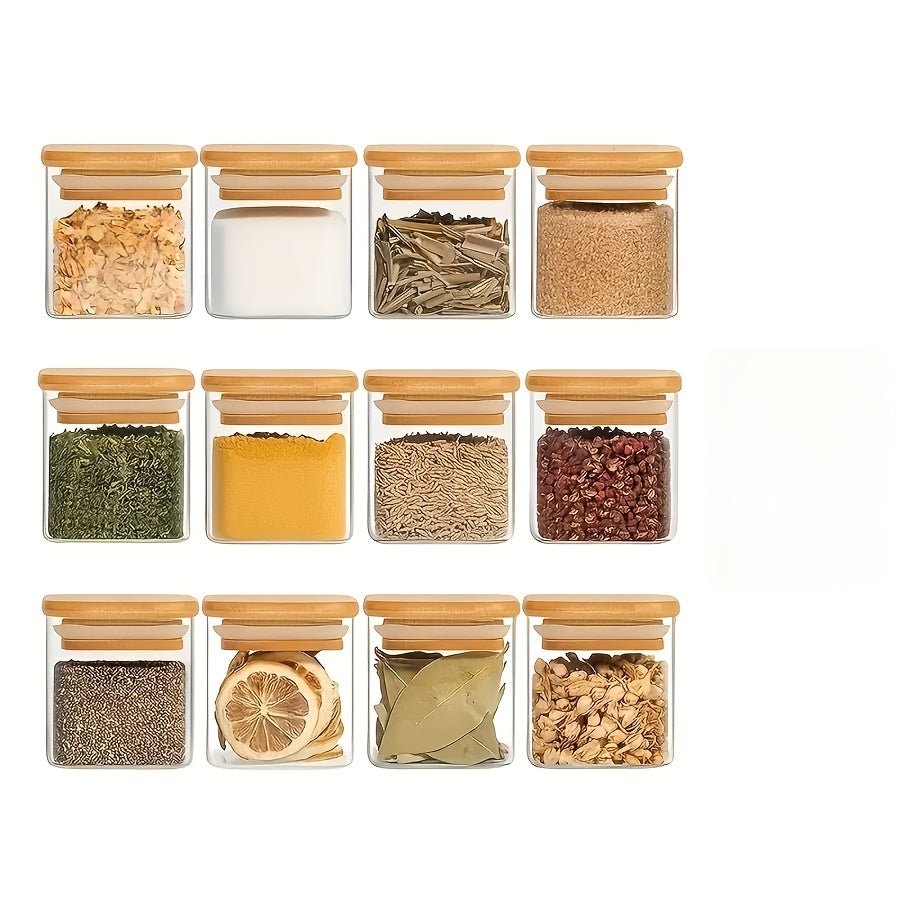 Conjunto 12x Potes Quadradas com Vedação Premium para Temperos