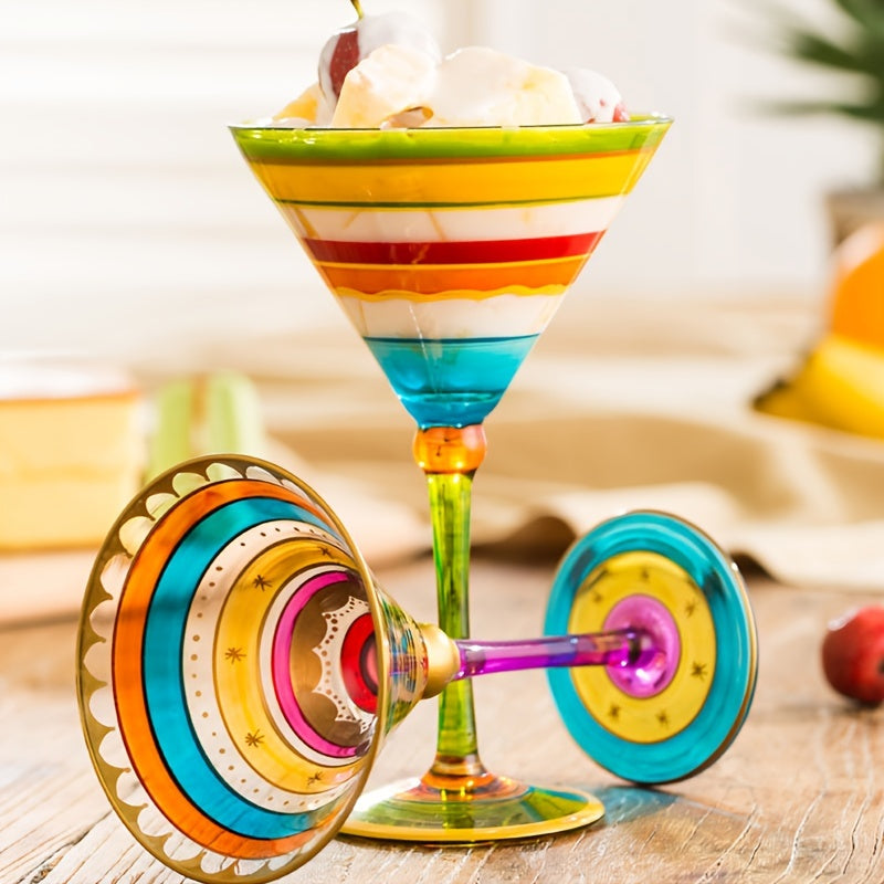 Taça de Martini Pintada à Mão Cristal Clássico e Retro