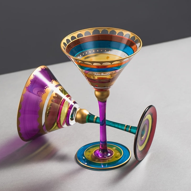 Taça de Martini Pintada à Mão Cristal Clássico e Retro