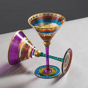 Taça de Martini Pintada à Mão Cristal Clássico e Retro