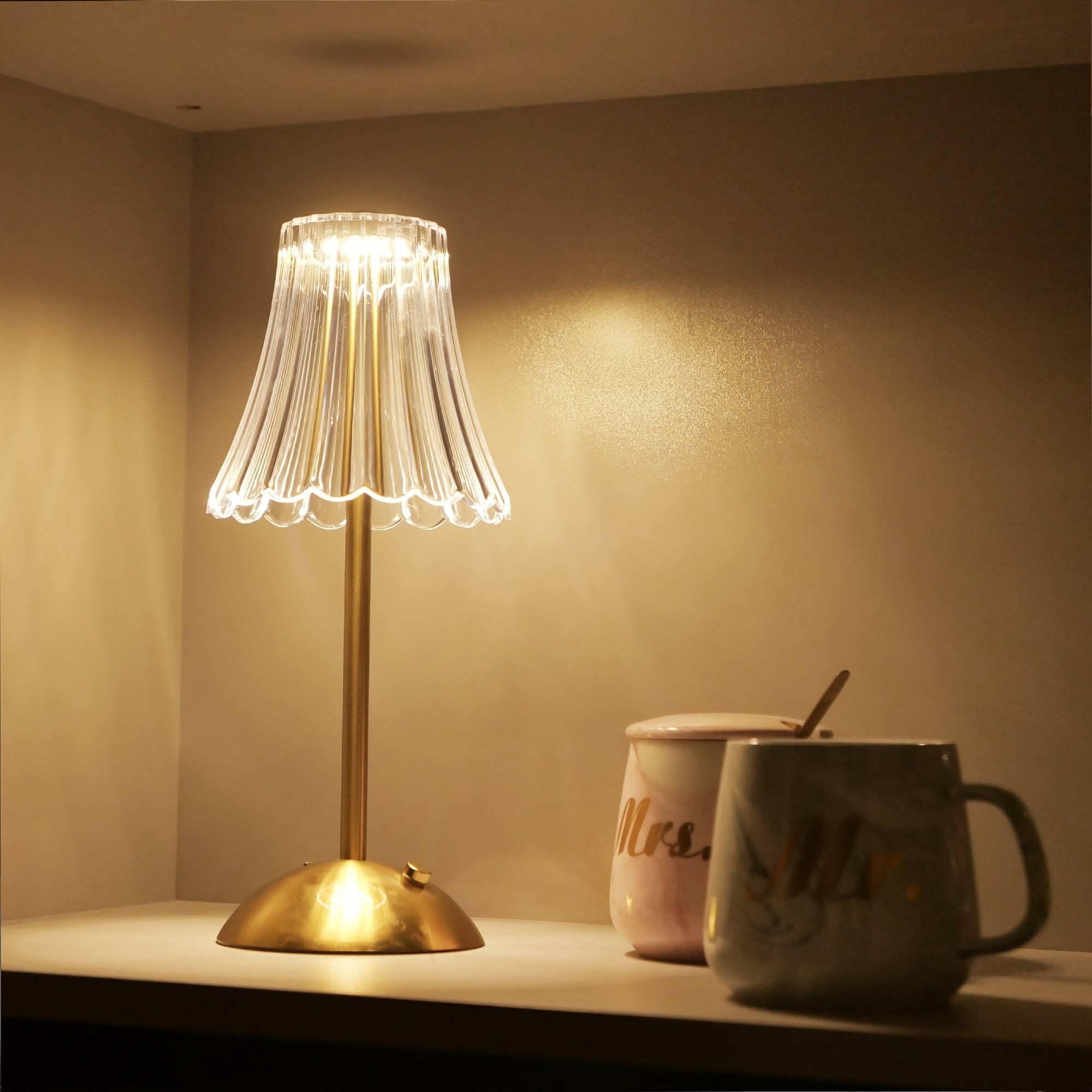 Luminária de Mesa Tricolor LED Cristal Touch