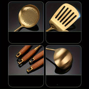 Conjunto de Utensílios de Luxo em Aço Inoxidável Dourado