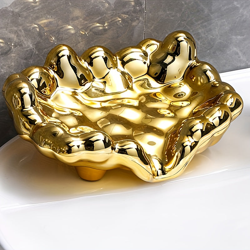 Porta-Sabonete Luxo Cloud Gold Design Minimalista