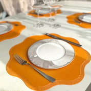 Jogo de Sousplats em Couro Antiderrapante Flor de Luxo