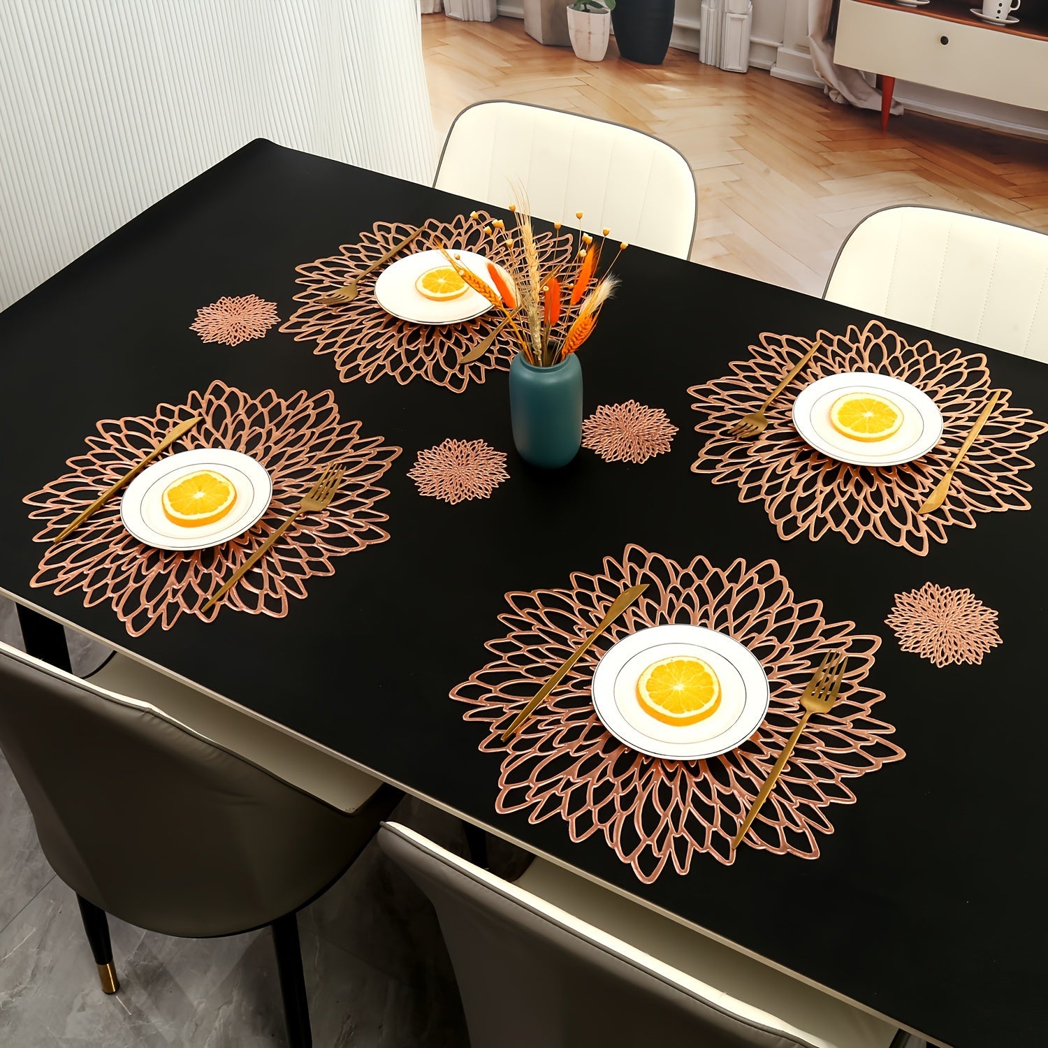 Jogo Sousplats Térmica Florais Antiderrapantes