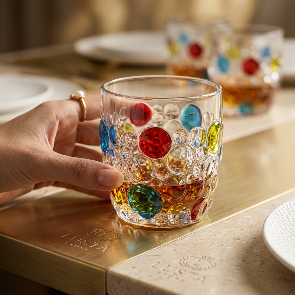 Conjunto de Copos de Vidro Design Artesanal em Esmalte