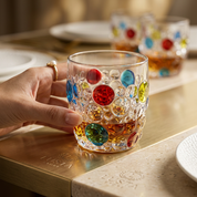 Conjunto de Copos de Vidro Design Artesanal em Esmalte