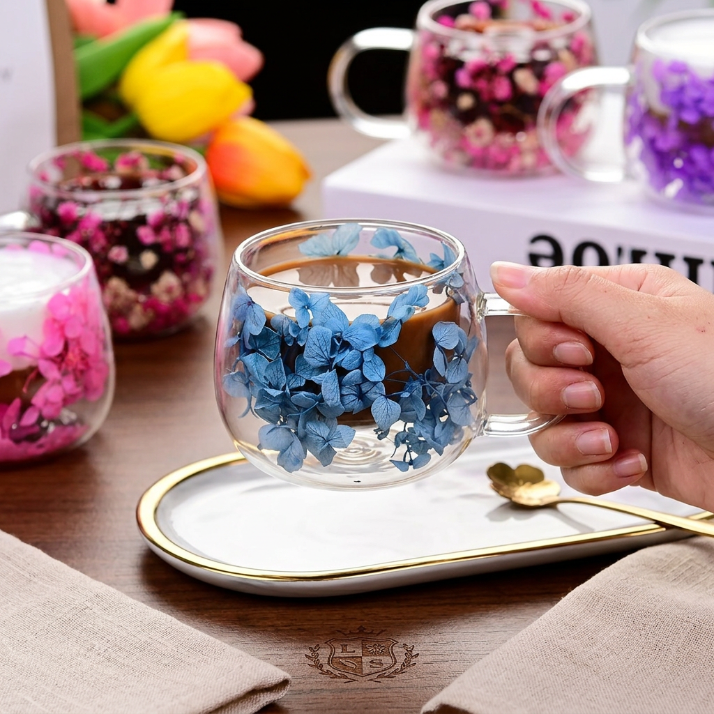 Conjunto de Caneca Design Artesanal de Vidro Borossilicato