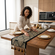 Caminho de Mesa Jacquard Luxo em Tassel