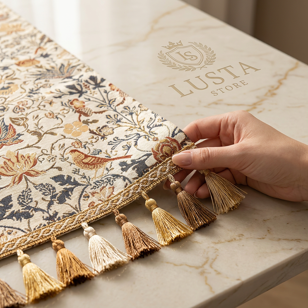 Caminho de Mesa Jacquard Floral & Pássaros