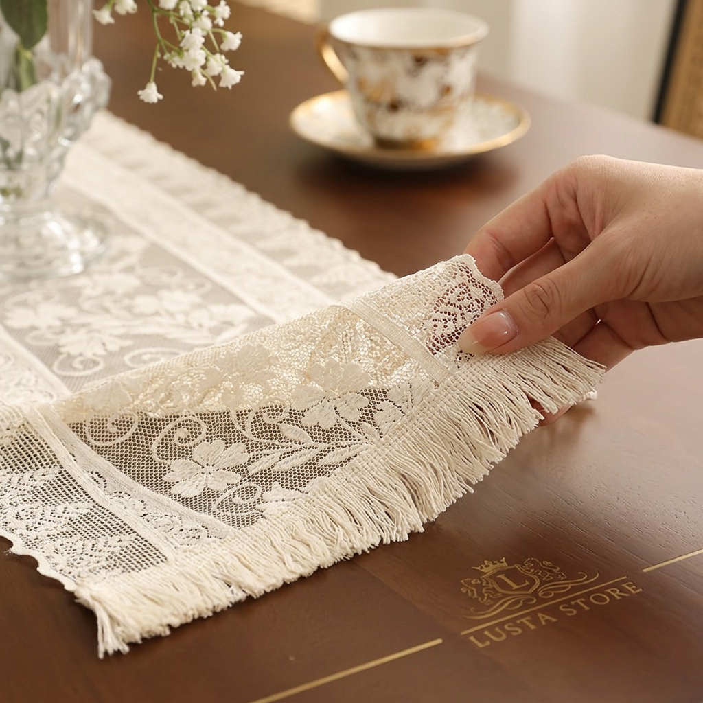 Caminho de Mesa Renda Boho Chic