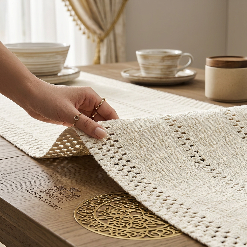 Caminho de Mesa Macramê Boho com Tassels