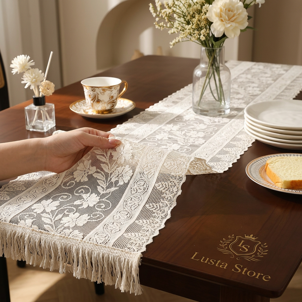 Caminho de Mesa Renda Boho Chic