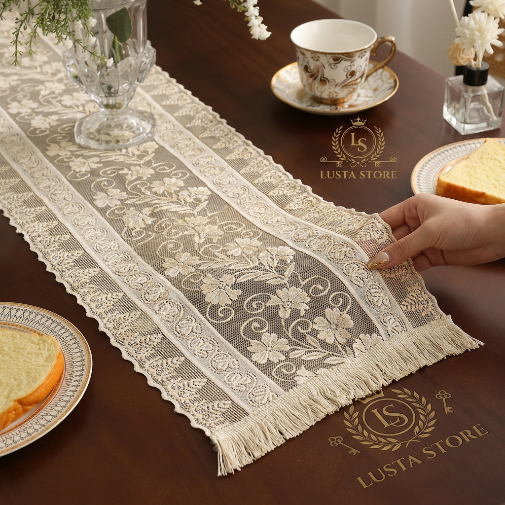 Caminho de Mesa Renda Boho Chic