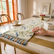 Caminho de Mesa Algodão Floral em Tassel