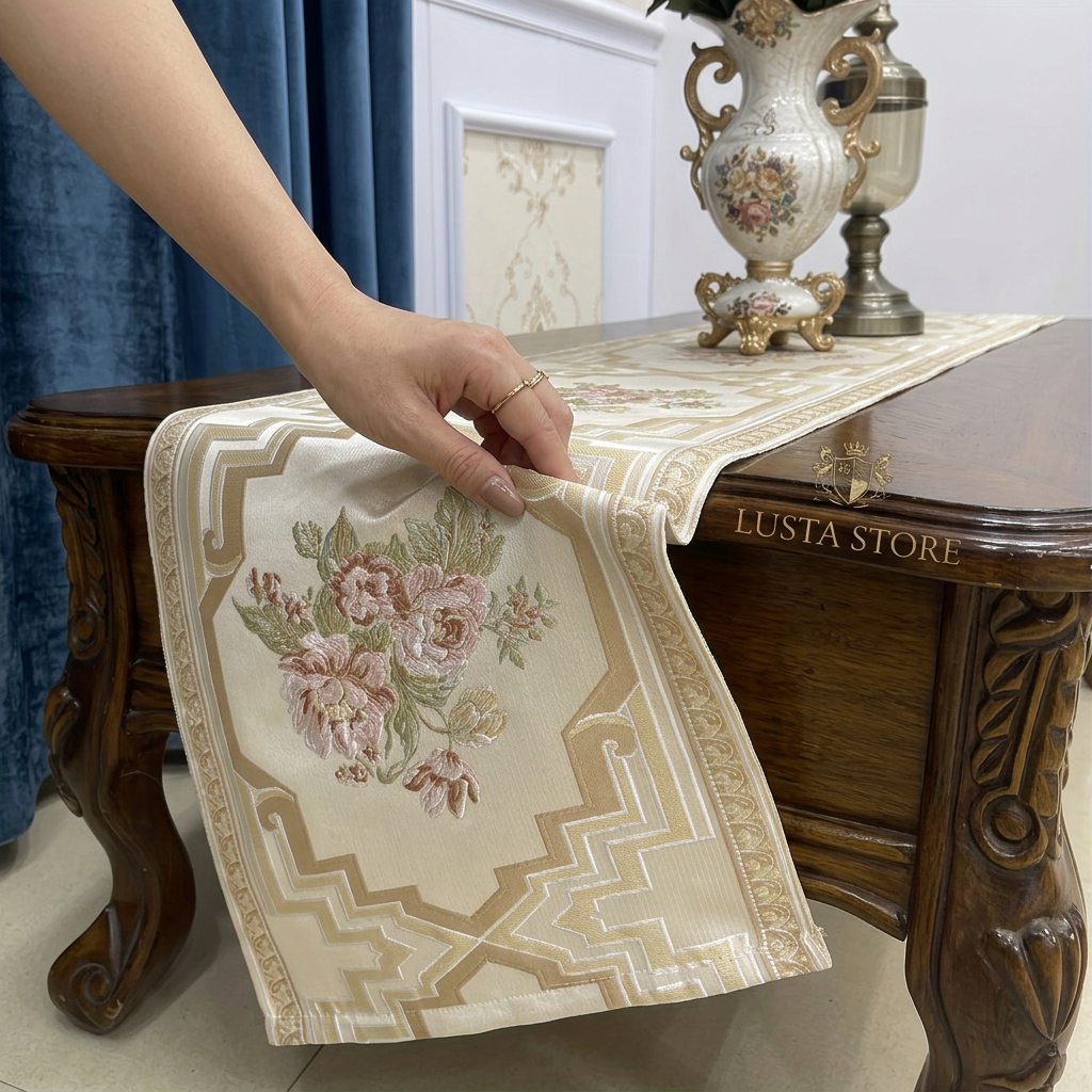Caminho de Mesa Floral Moderno Jacquard Europeu
