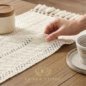 Caminho de Mesa Macramê Boho com Tassels