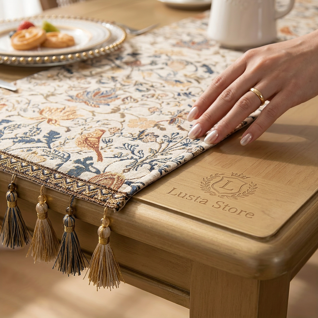Caminho de Mesa Jacquard Floral & Pássaros