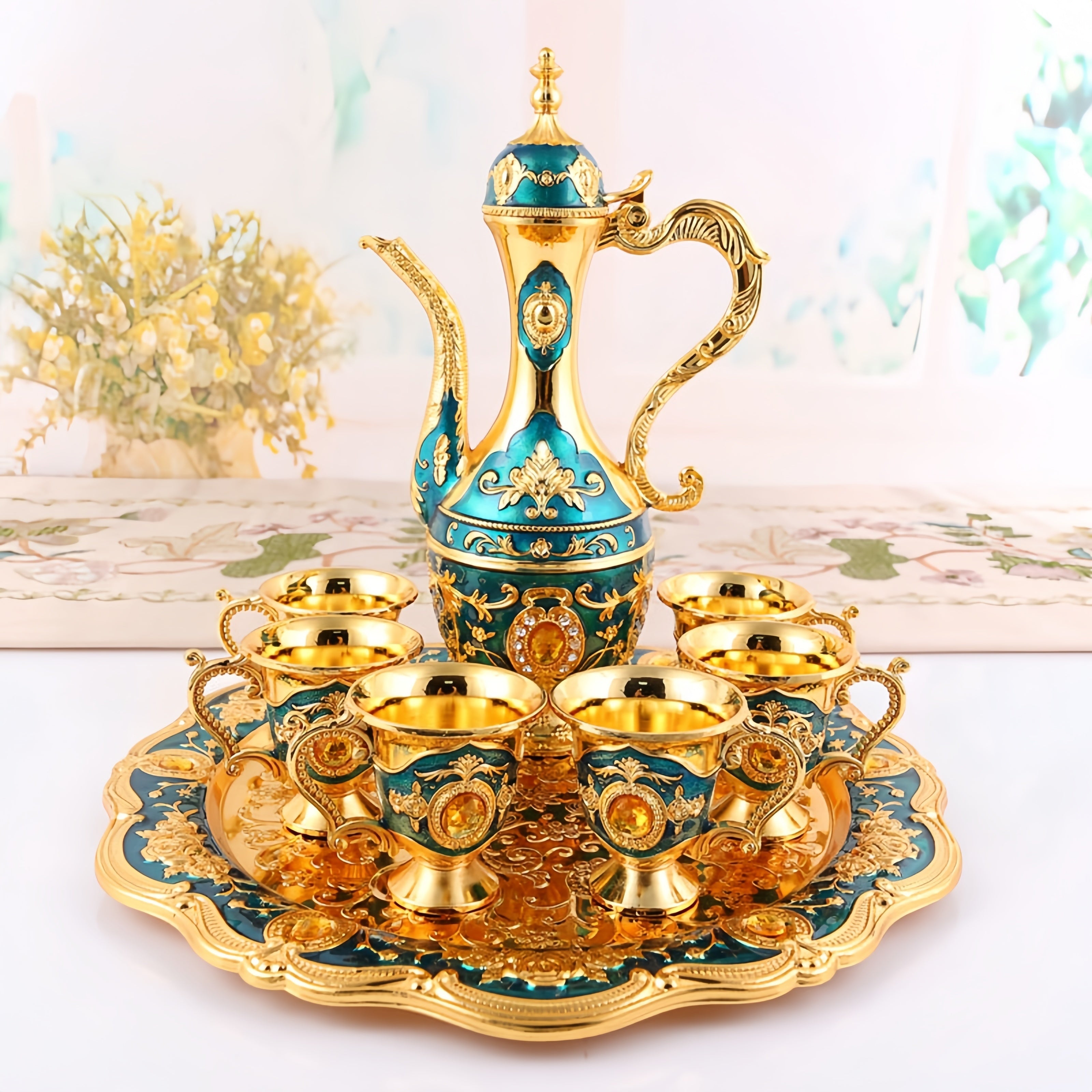 Conjunto de Jarra Retrô Luxuoso Estilo Turco-Europeu