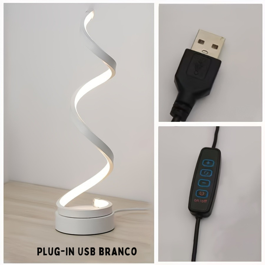 Luminária de Mesa LED Espiral Moderna Dimerizável